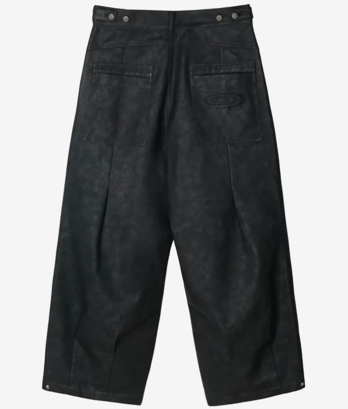 아이돈워너셀 블랙 레더 와이드 팬츠 상품이미지3