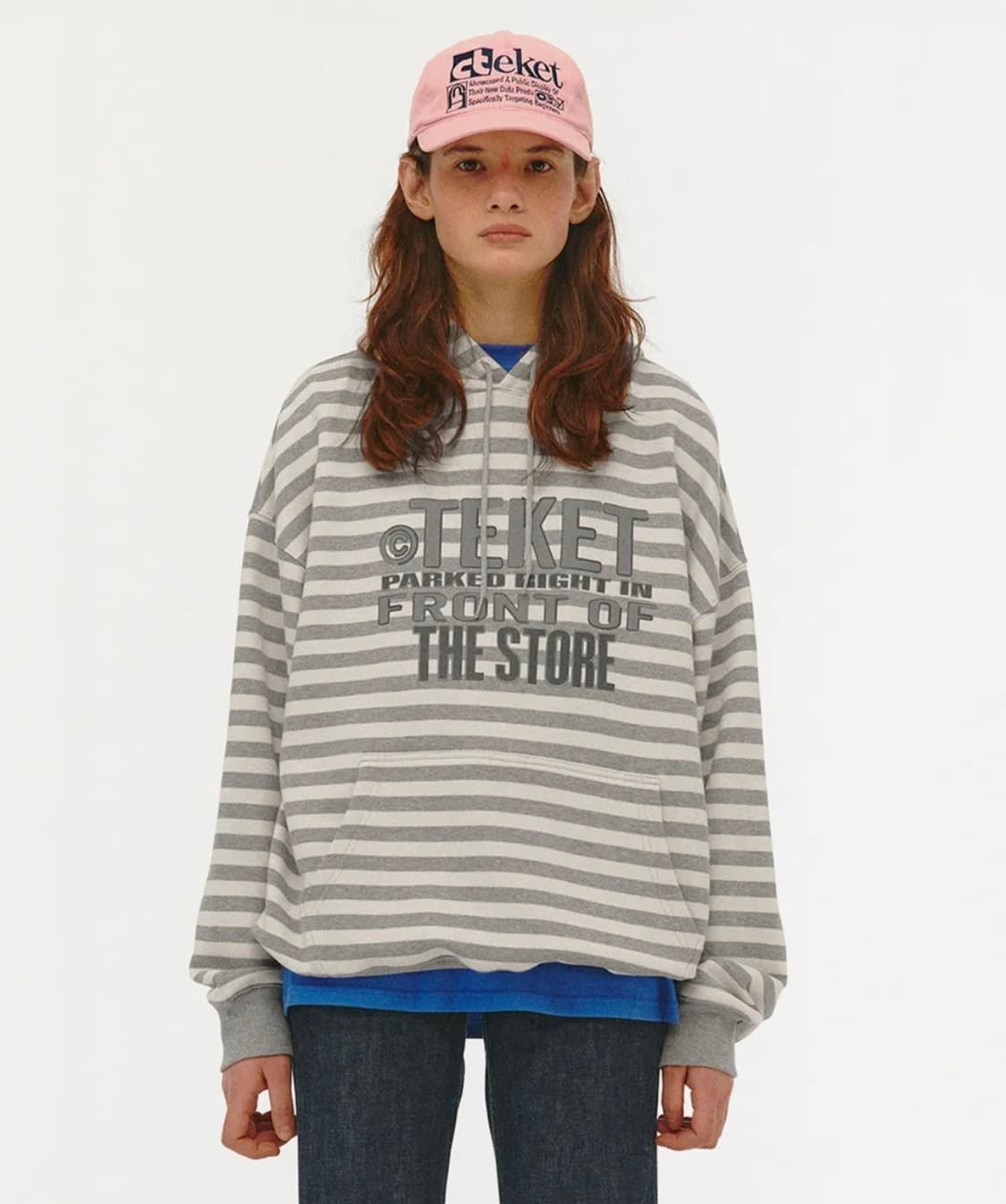Teket Front Stripe Hoodie Melange Gray 상품이미지2