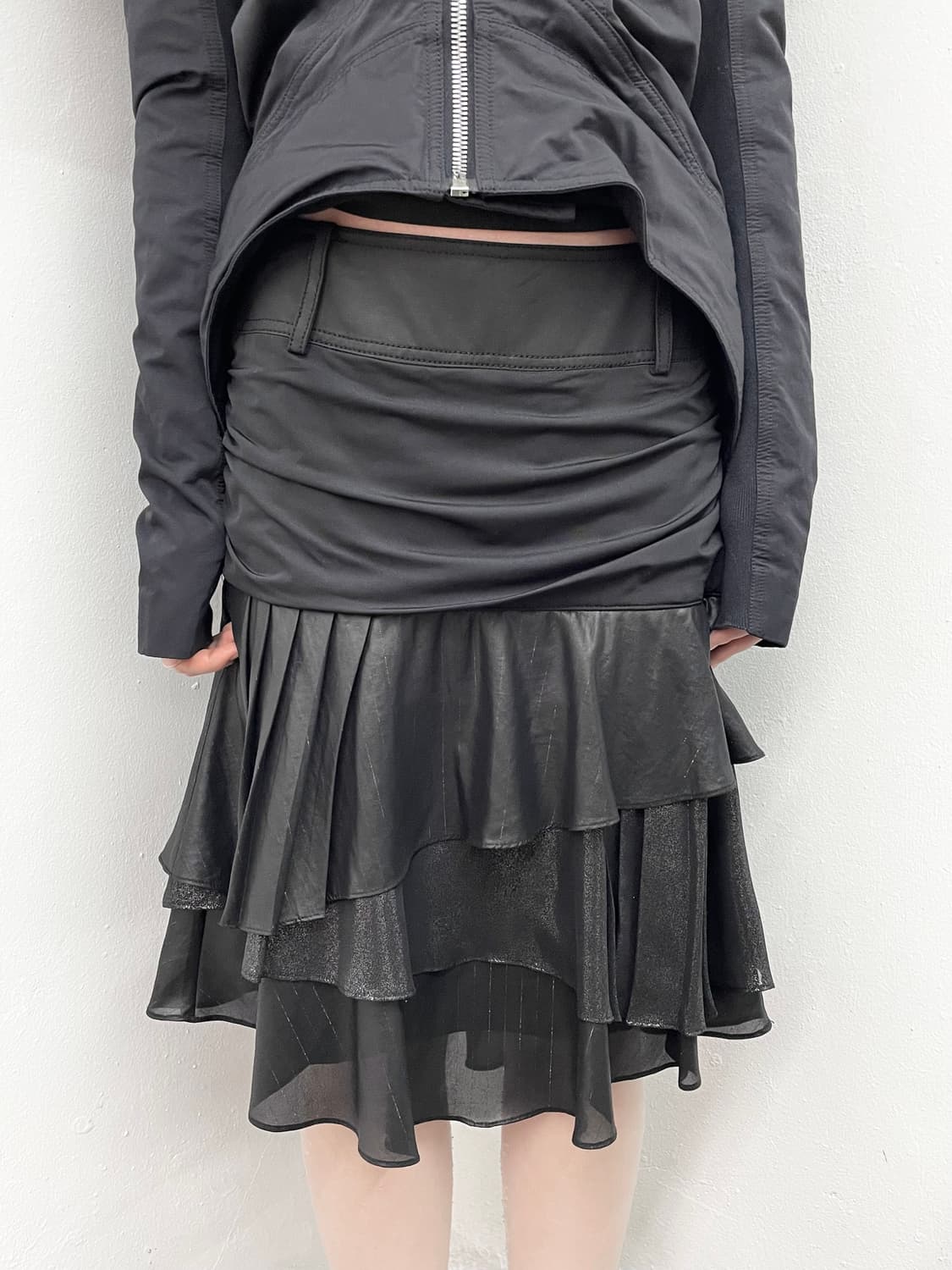 블랙 셔링 디테일 캉캉 프릴 스커트 상품이미지2