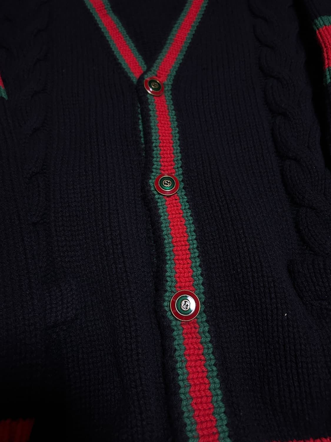 [새상품급, 백화점판] 구찌 웹케이블 가디건 블랙 L 상품이미지3