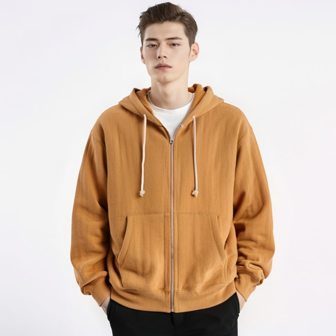 스투시 버티컬 퀄티드 후드 집업 탄 상품이미지3