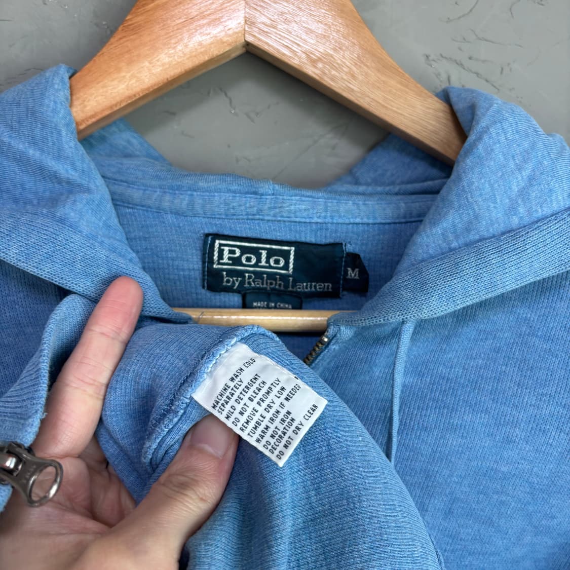 폴로 랄프로렌 코튼 니트 후드집업 스카이블루 상품이미지3