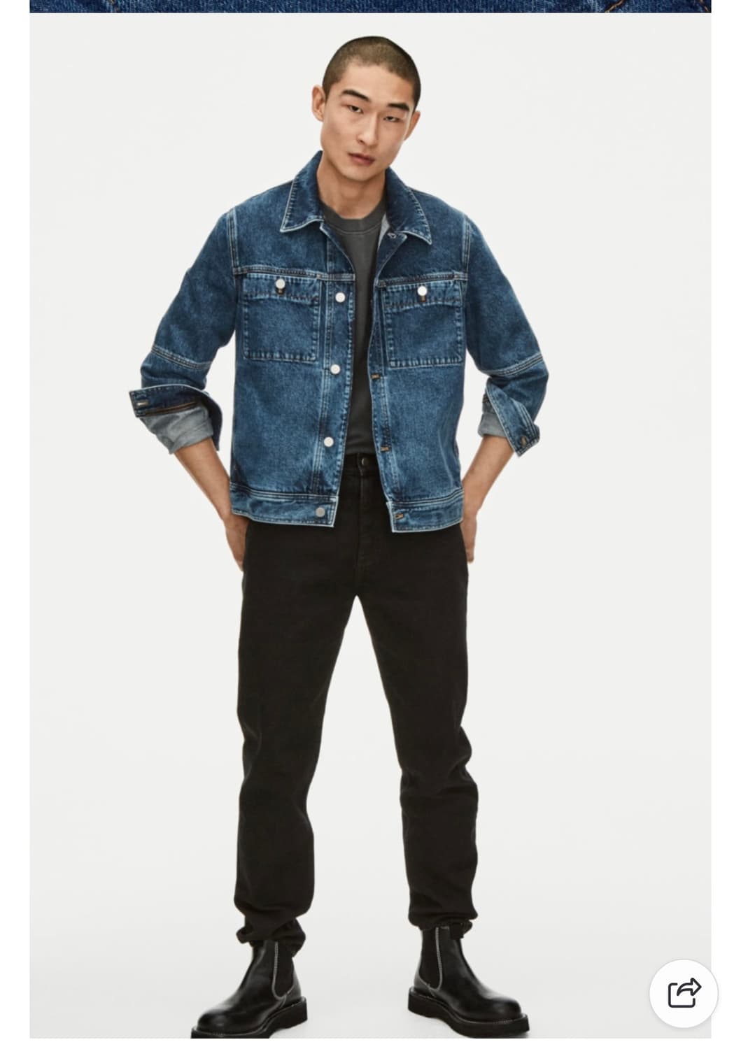 COS 코스 남자 크롭 데님 자켓 블루 M 상품이미지1