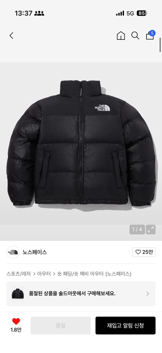 노스페이스 패딩 상품이미지1