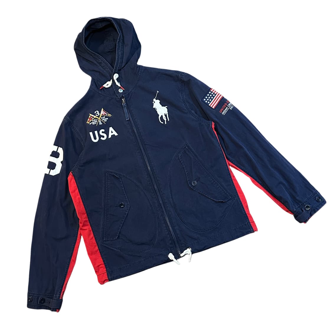 폴로 빅포니 성조기 후드집업 자켓 (M-L) 상품이미지1