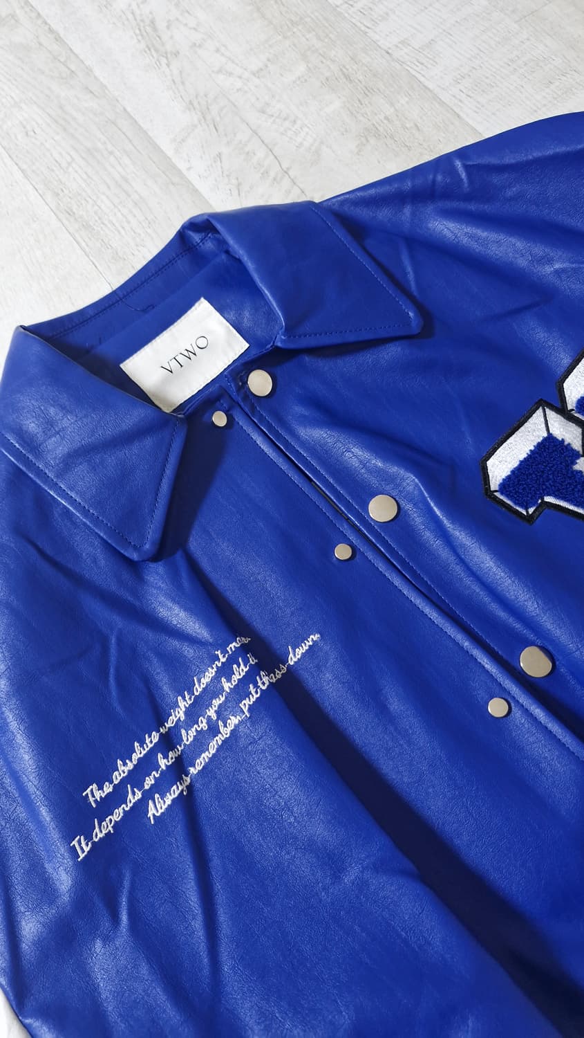 VTWO 블루 레더 야구 점퍼 M 상품이미지1