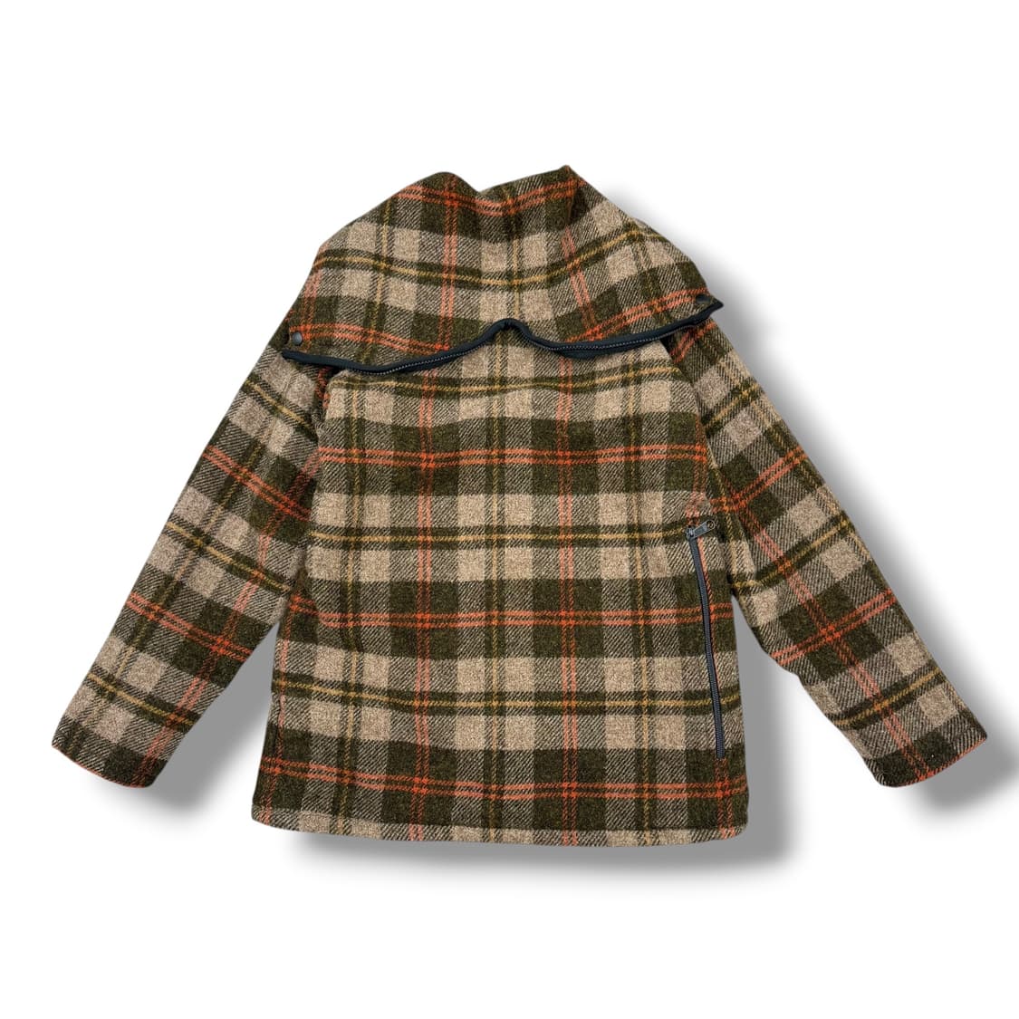 JPN 케이프 후드 체크 울 숏코트 상품이미지2
