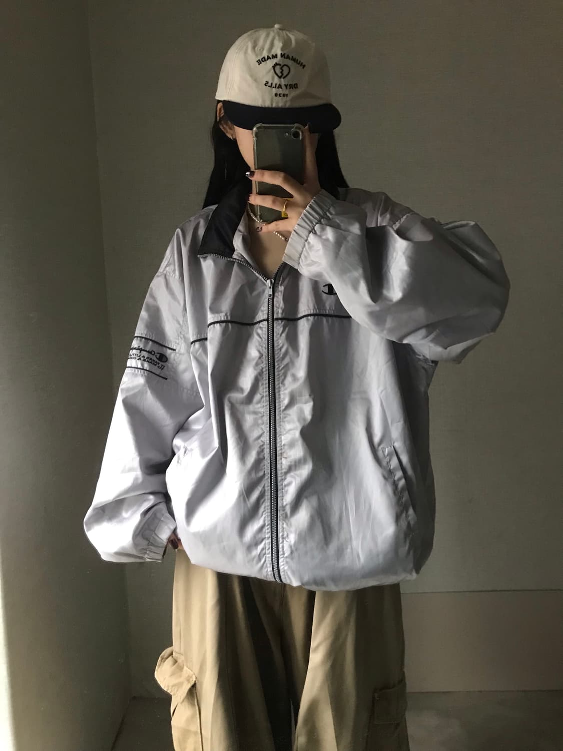 챔피온 재팬 오버핏 실버 바람막이 상품이미지5