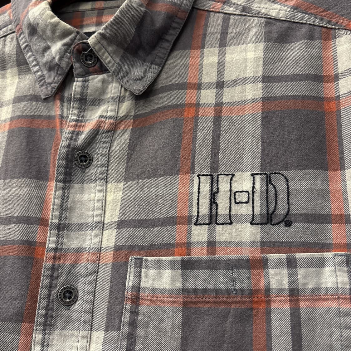 할리데이비슨 시그니쳐 엠브로이드 플래드 체크 워크셔츠 메탈버튼 N869 상품이미지5