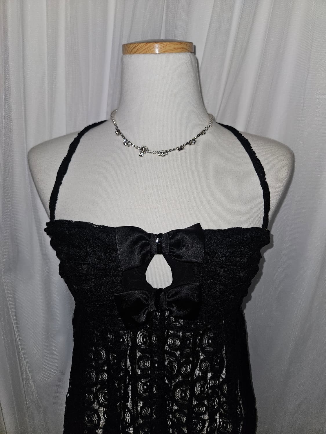 빈티지 레이스 시스루 더블 리본 탑 상품이미지2