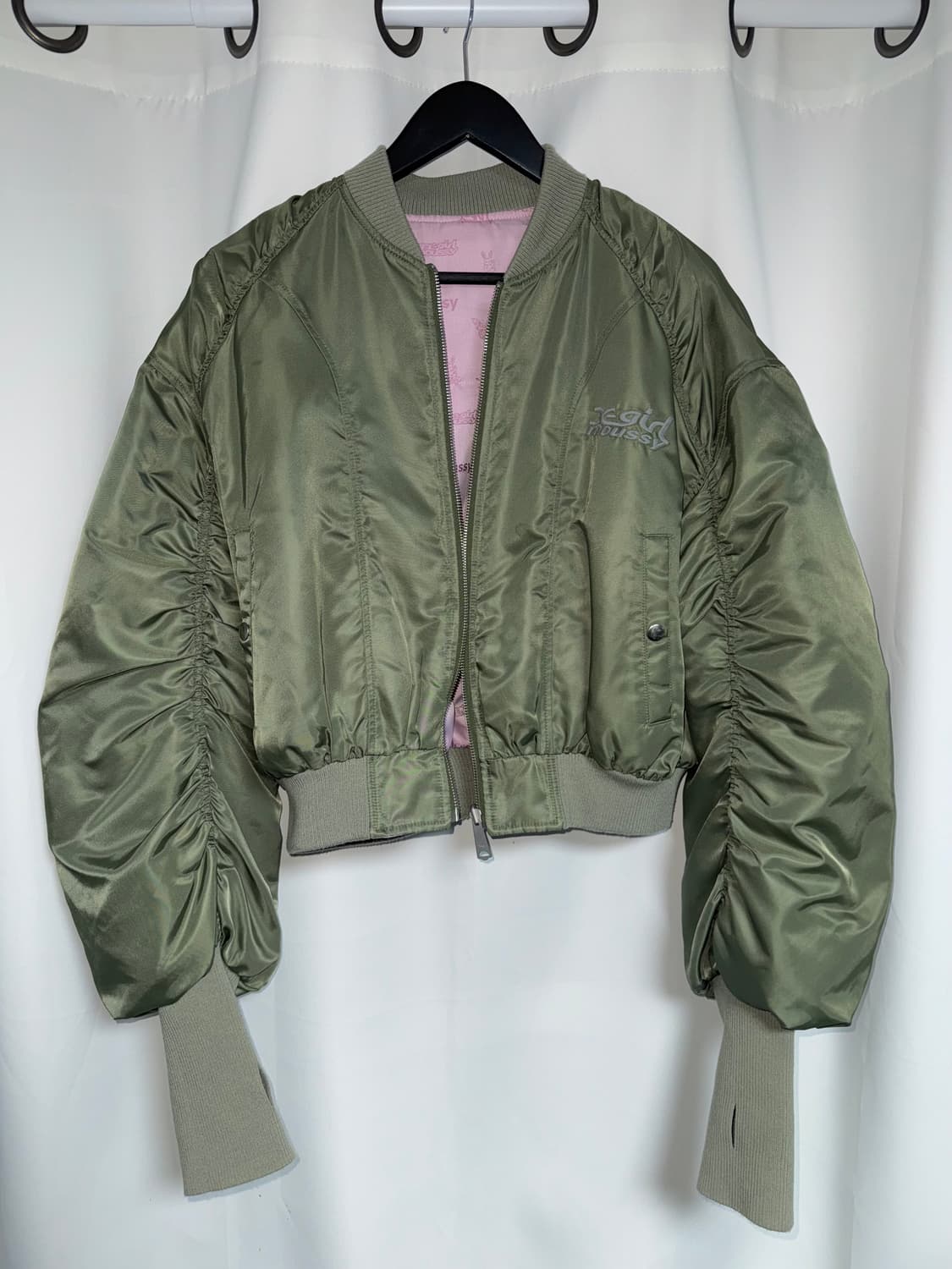 X-girl X MOUSSY 엑스걸 리버시블 항공점퍼 ma-1 올리브카키 상품이미지1