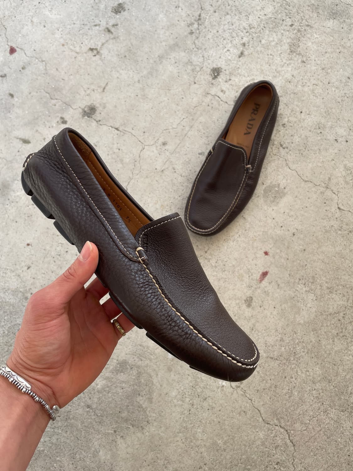 Prada Calf Skin Brown Driving Loafers 상품이미지1