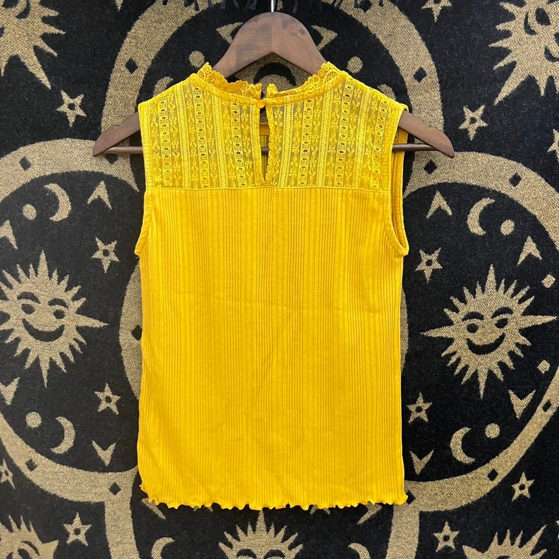 빈티지 란제리코어 레트로 90's 레이스 머스타드 나시 K0142 상품이미지4