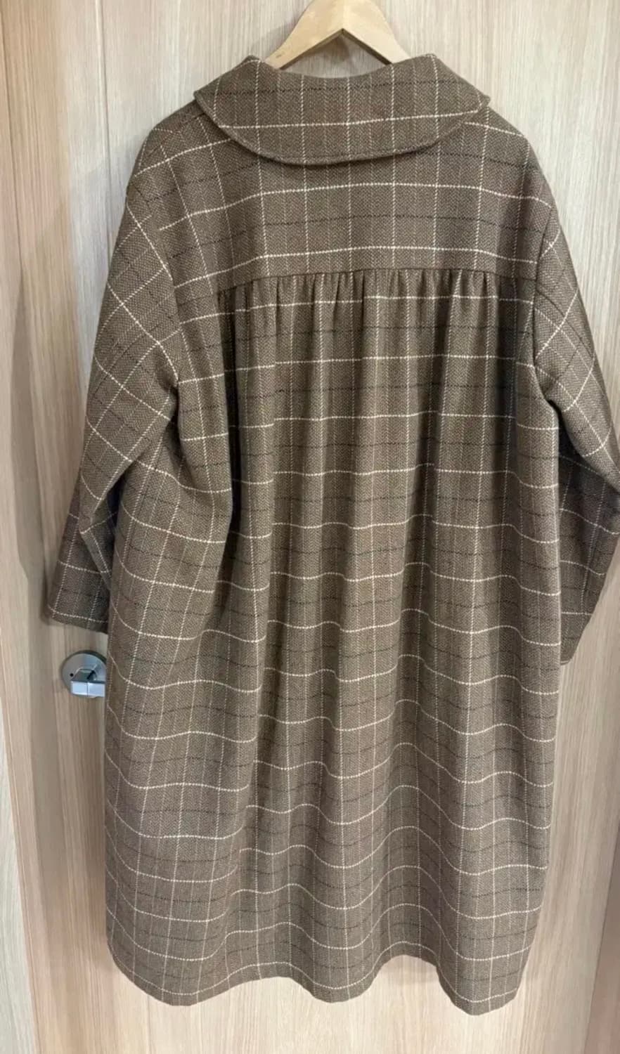 Neul 브라운 체크 리본 매듭 코트 상품이미지4