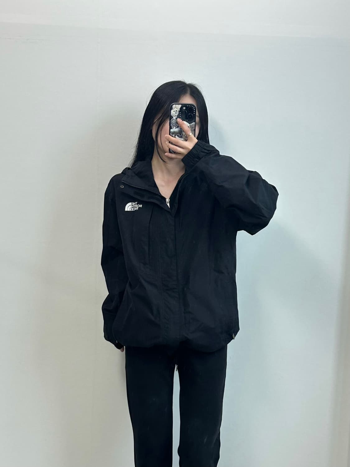 노스페이스 자수로고 블랙 윈드 바람막이 자켓 상품이미지1