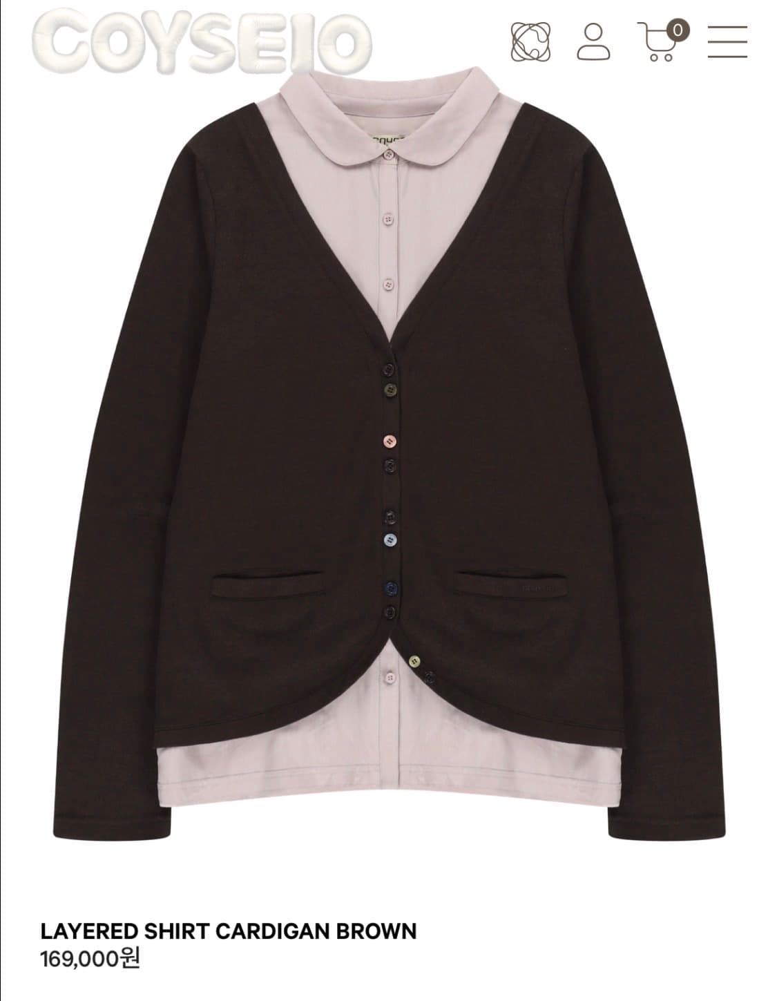 코이세이오 가디건 LAYERED SHIRT CARDIGAN BROWN 상품이미지1