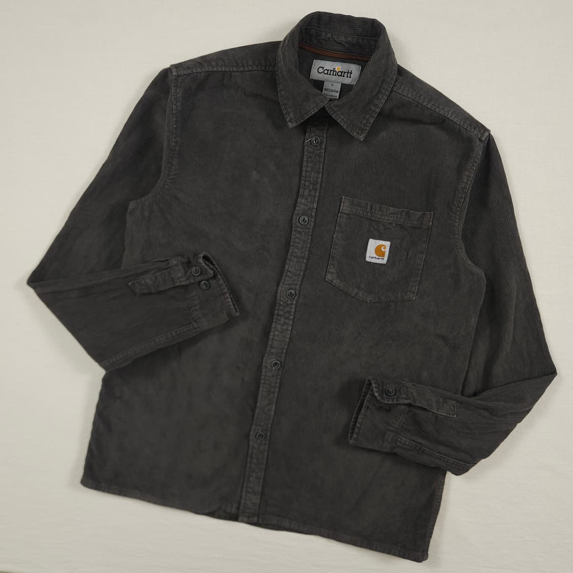 L(100) 칼하트 리워크 코듀로이 헤비셔츠 차콜 상품이미지2