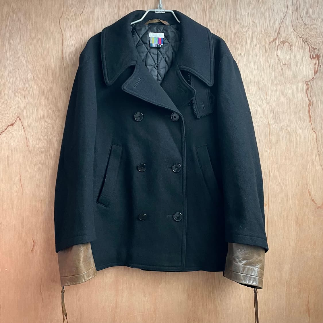 파세타즘 레더 레이어드 슬리브 피코트 상품이미지3