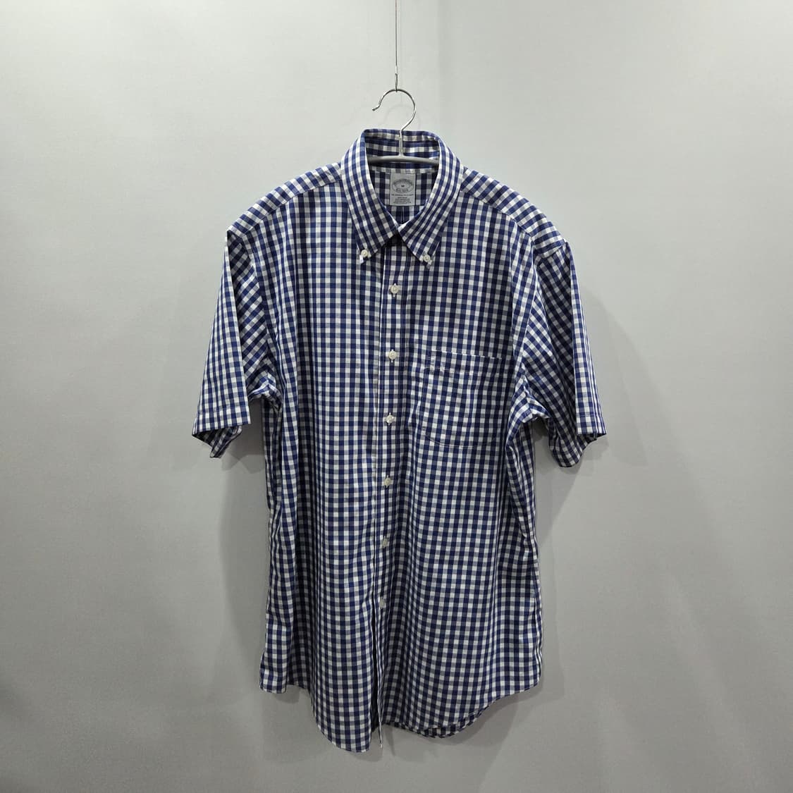 브룩스브라더스 버튼다운 깅엄체크 반팔셔츠 M 상품이미지1