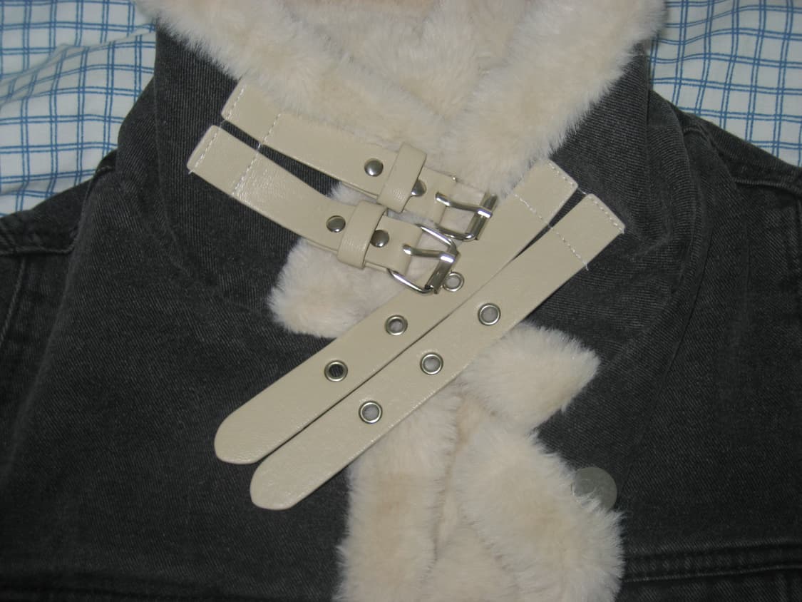 김아홉 빈티지 버클 데님 무스탕 상품이미지3