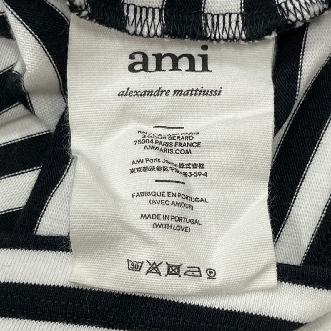 AMI 아미 스몰 하트 로고 스트라이프 보더티 긴팔 티셔츠 L 상품이미지5