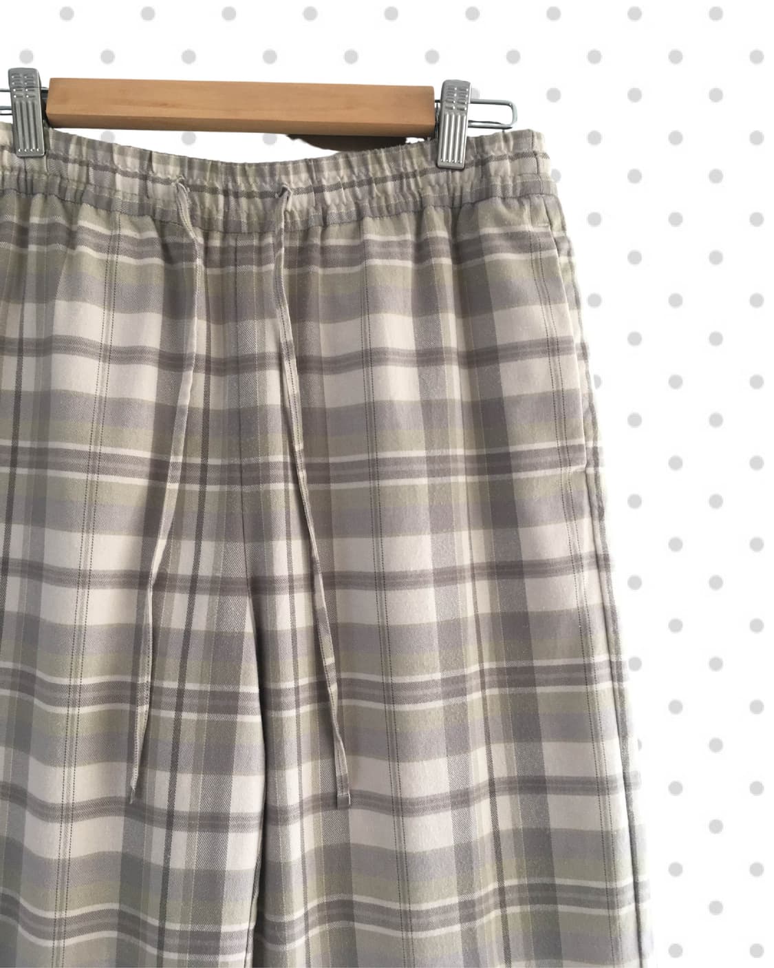 vintage check wide pants soft beige 상품이미지7