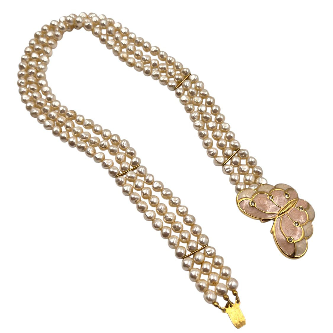 80s 미국 케네스 제이x에이본 나비 못난이 진주 초커 상품이미지2