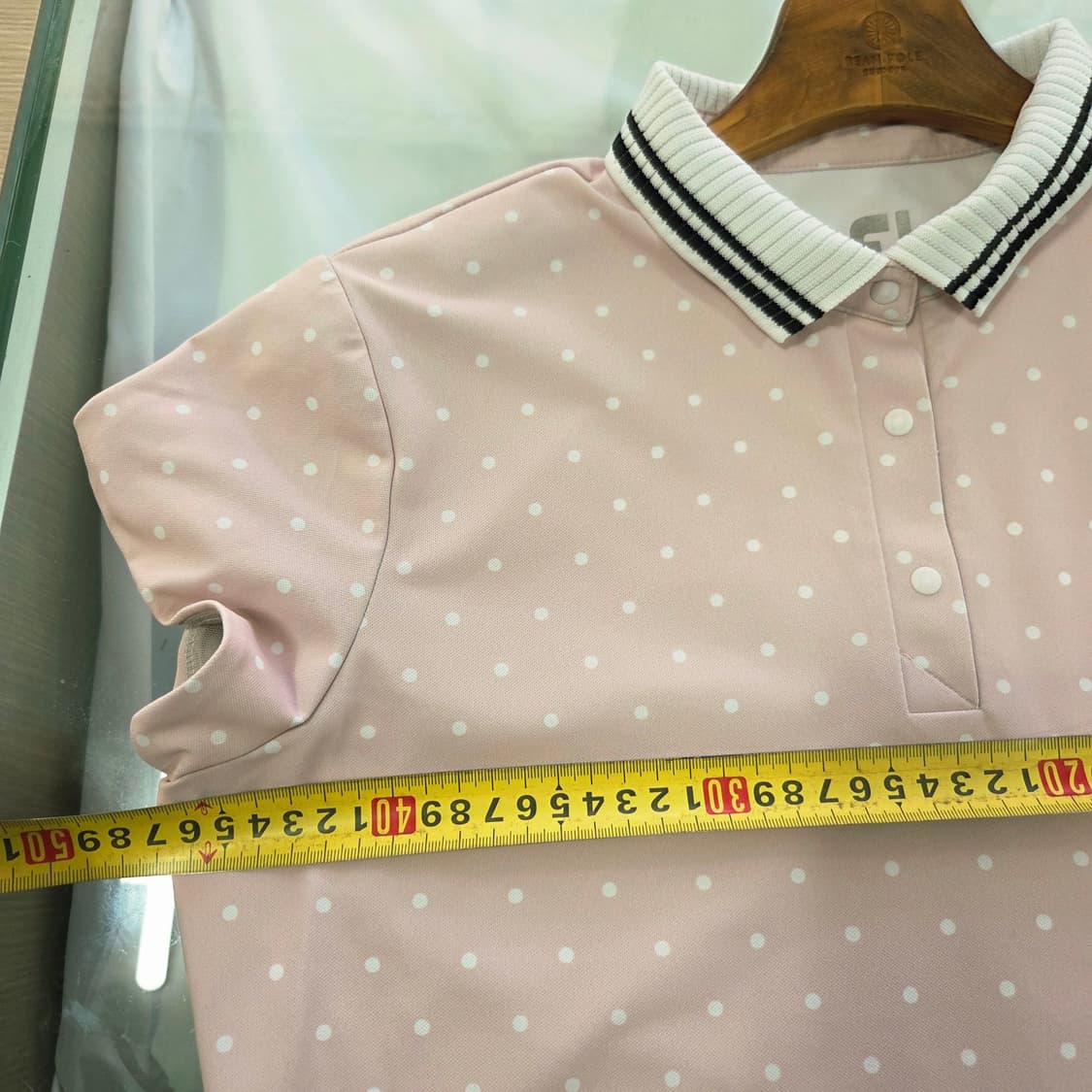 풋조이 여성 도트 골프 반팔 카라티 핑크 기능성 폴로티 L 상품이미지6