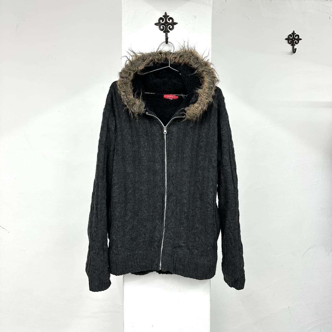 Grey fur hood jacket 상품이미지3