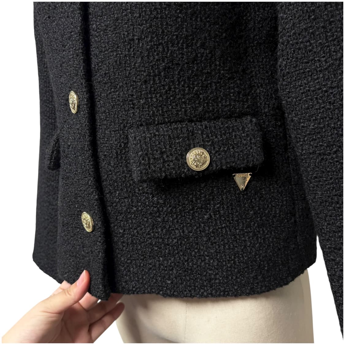 3691 게스 블랙 금장 트위드자켓 상품이미지3