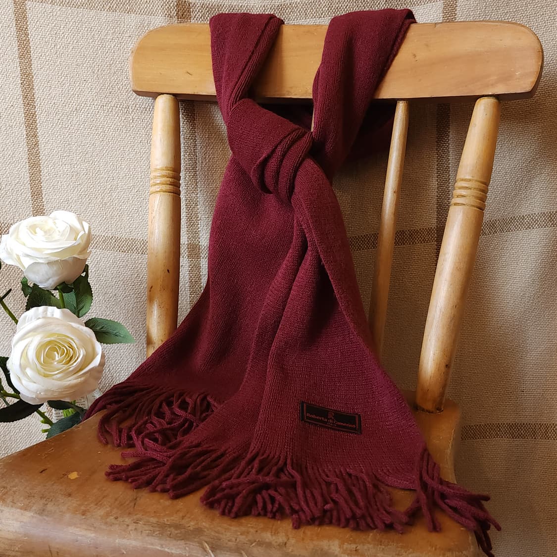 90s 로베르타 디 까메리노 버건디 울 머플러 상품이미지1