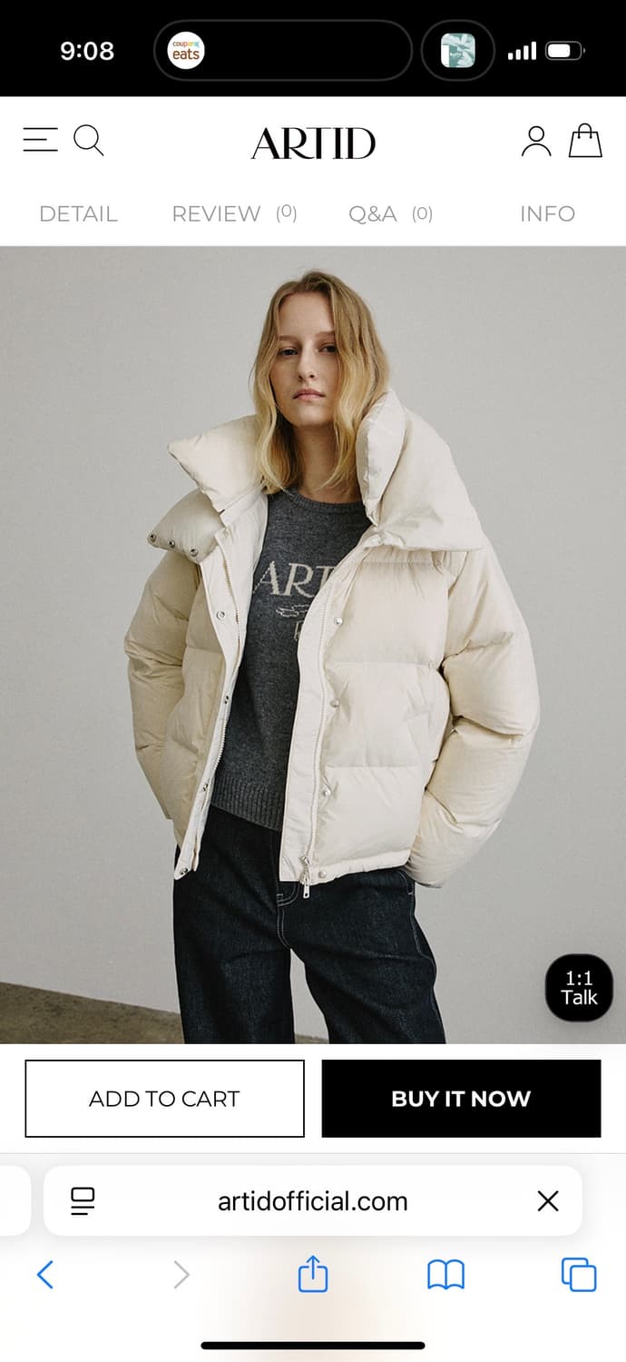 누아 더블 하이넥 덕다운 숏패딩 (새) 상품이미지1