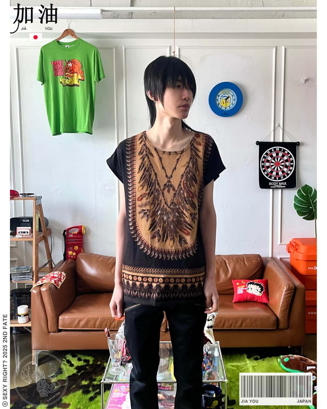 Jia You Indian Feather Print Summer Top 상품이미지1
