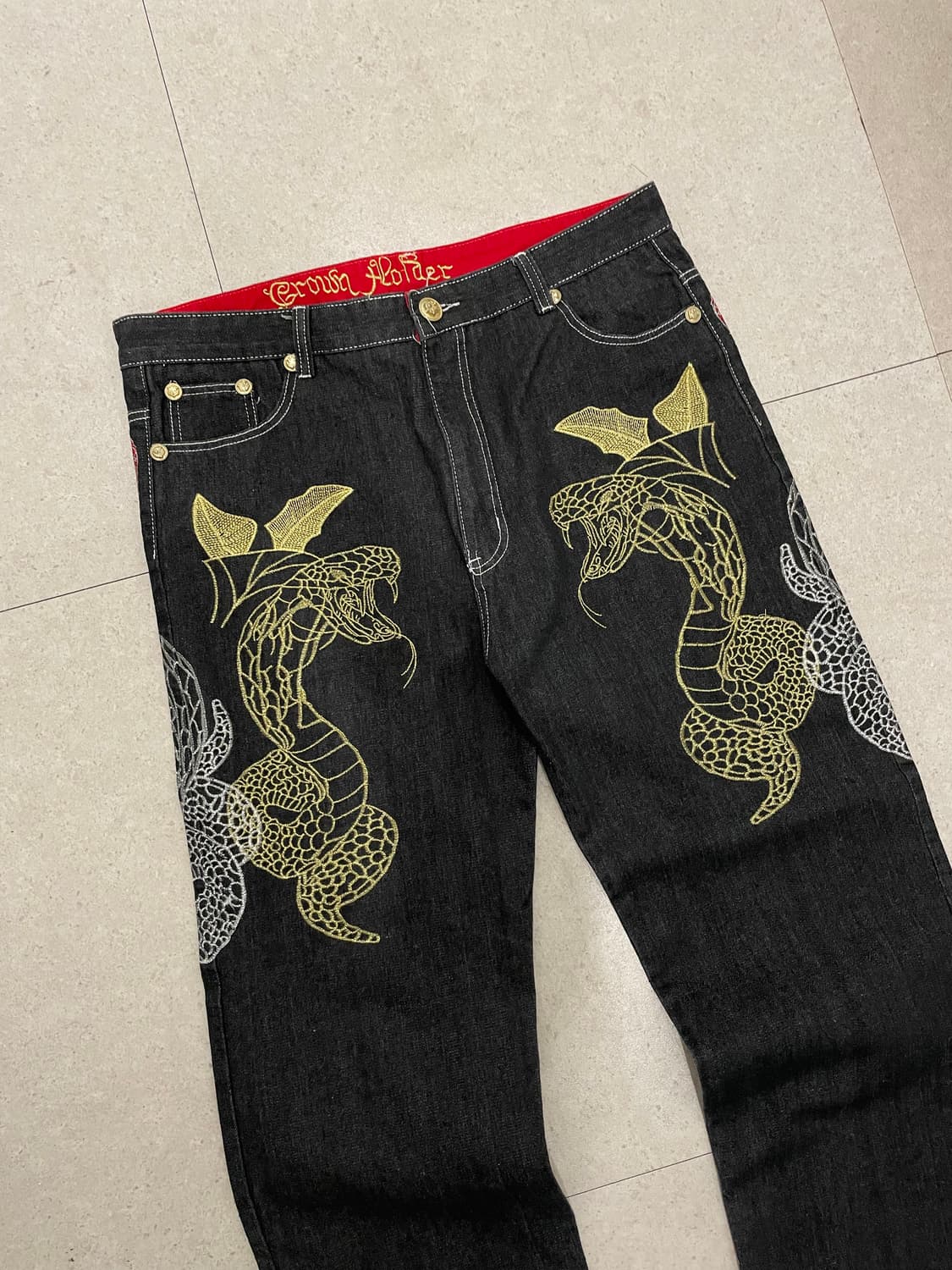 (빈티지)Crown Holder 크라운 홀더 코브라 와이드 데님 팬츠 상품이미지2