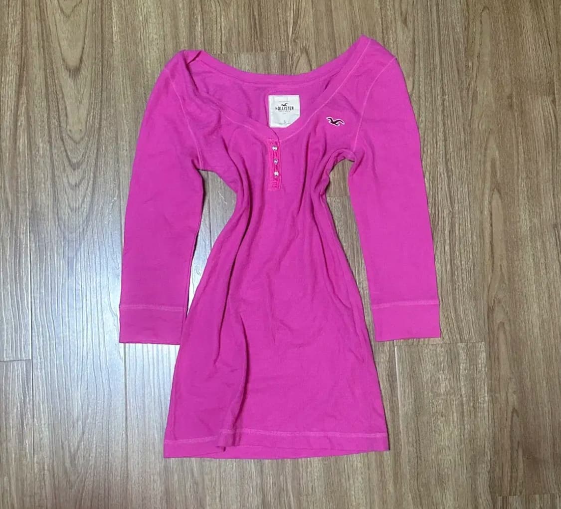 홀리스터 핑크 긴팔 티셔츠 오네갸루 와투케 긱시크 그런지 핀터깔 로걀 상품이미지1