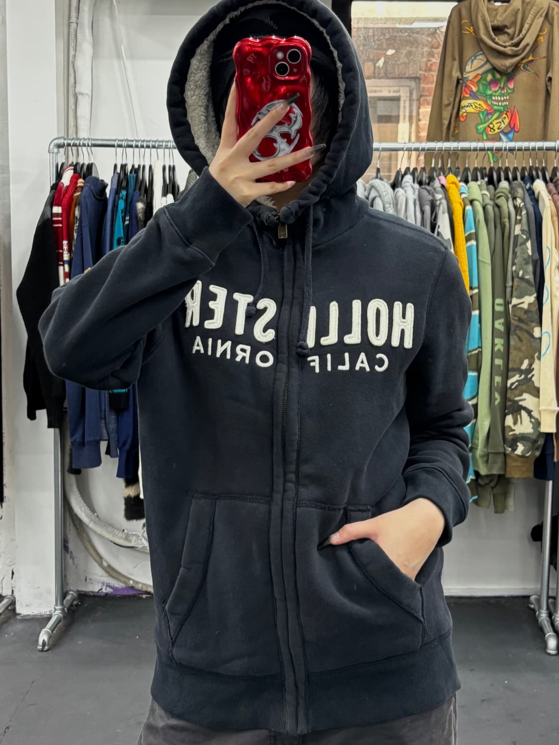 홀리스터 Y2K 블랙 후드집업 상품이미지4