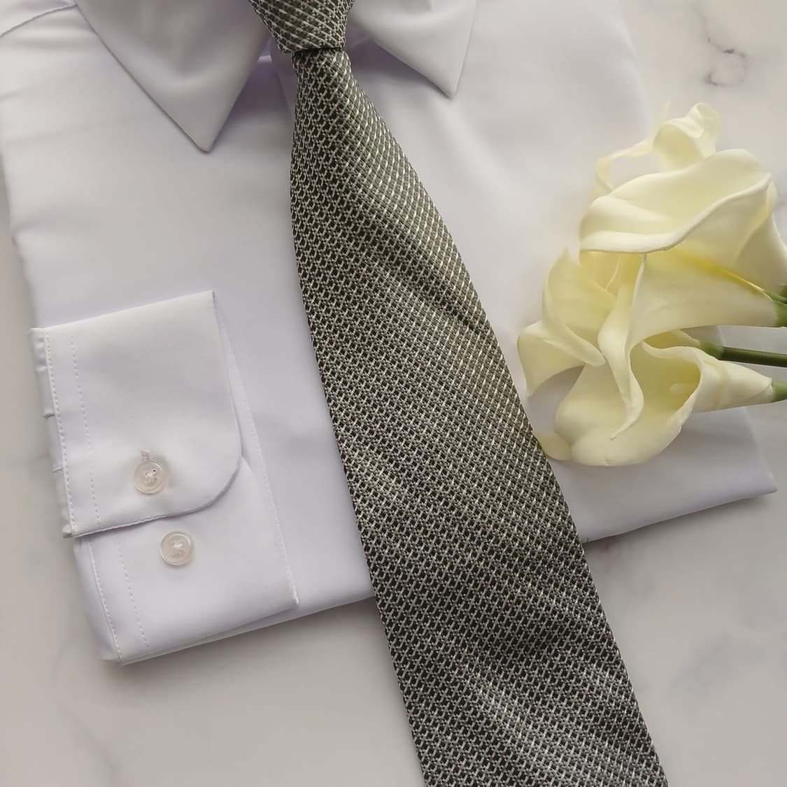 크리지아 우오모 실크 실버 자카드 넥타이 9.1cm A+등급 A18715 상품이미지5