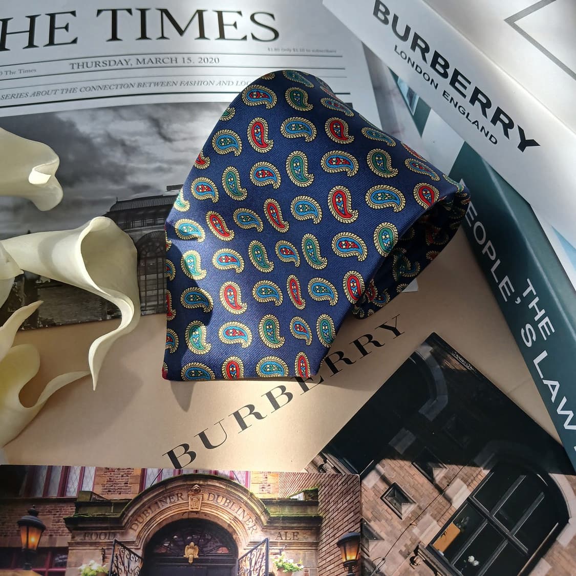 버버리 실크 네이비 페이즐리 넥타이 9.5cm A~B등급 E742 상품이미지2