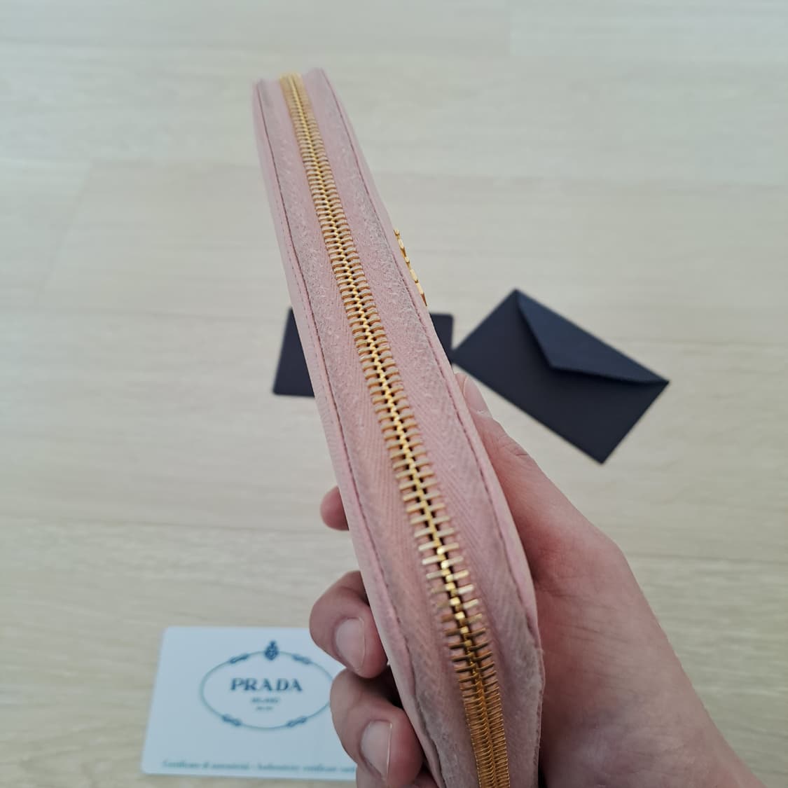 [100%/정품] 프라다 사피아노 핑크 지퍼 장지갑, 프라다지갑 상품이미지6