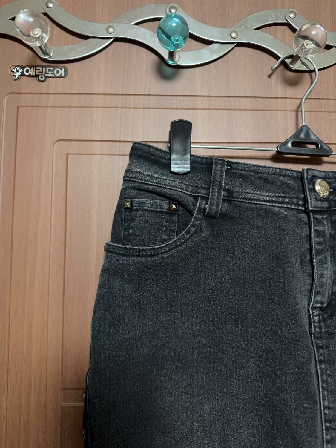 공겜여주 오네갸루 일본 빈티지 펑크 스터드 데미지 블랙 데님 미니스커트 상품이미지2