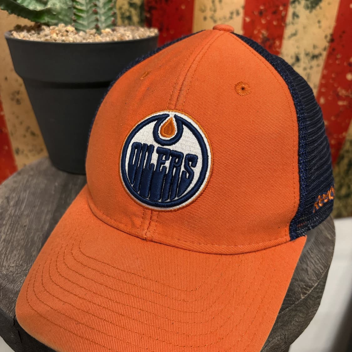 90s 리복 NHL 에드민턴 오일러스 오피셜 투톤 매쉬캡 N255 상품이미지2