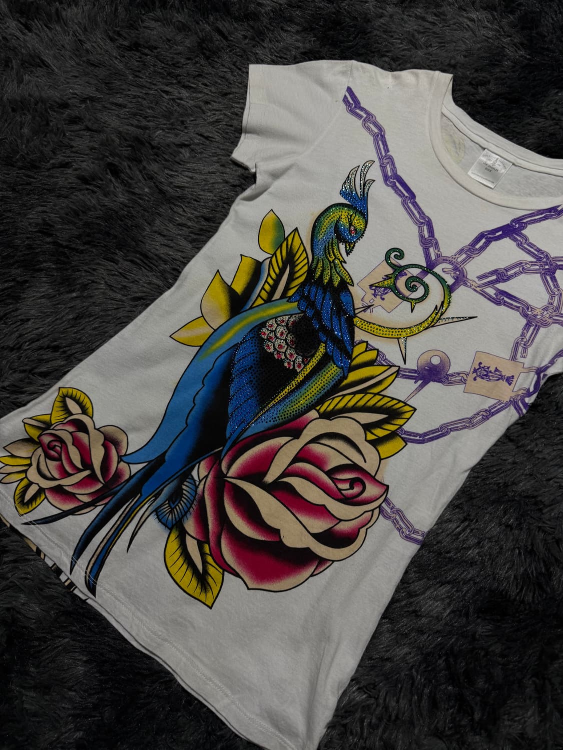 Ed Hardy 올드스쿨 공작새 프린팅&큐빅 반팔 상품이미지2