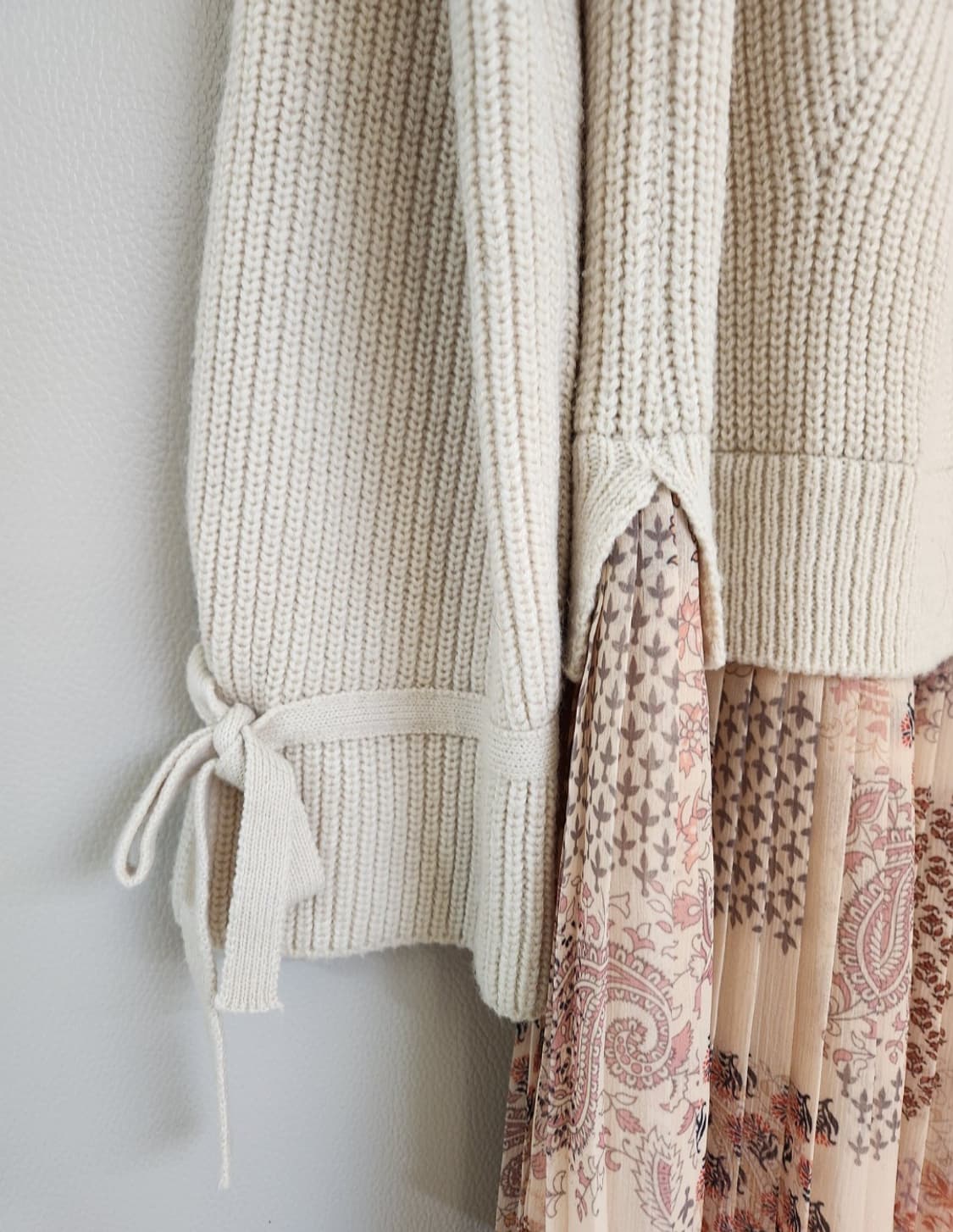 써스데이아일랜드 니트레이어드 플리츠 원피스 M사이즈 상품이미지5