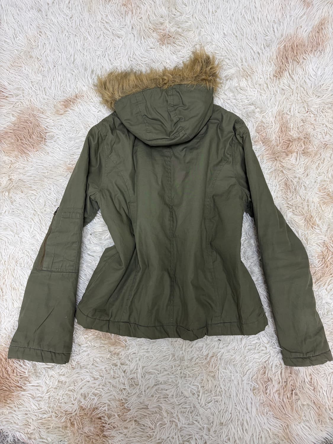 00s 카키 경량 패딩 Y2K  퍼 아우터 상품이미지2