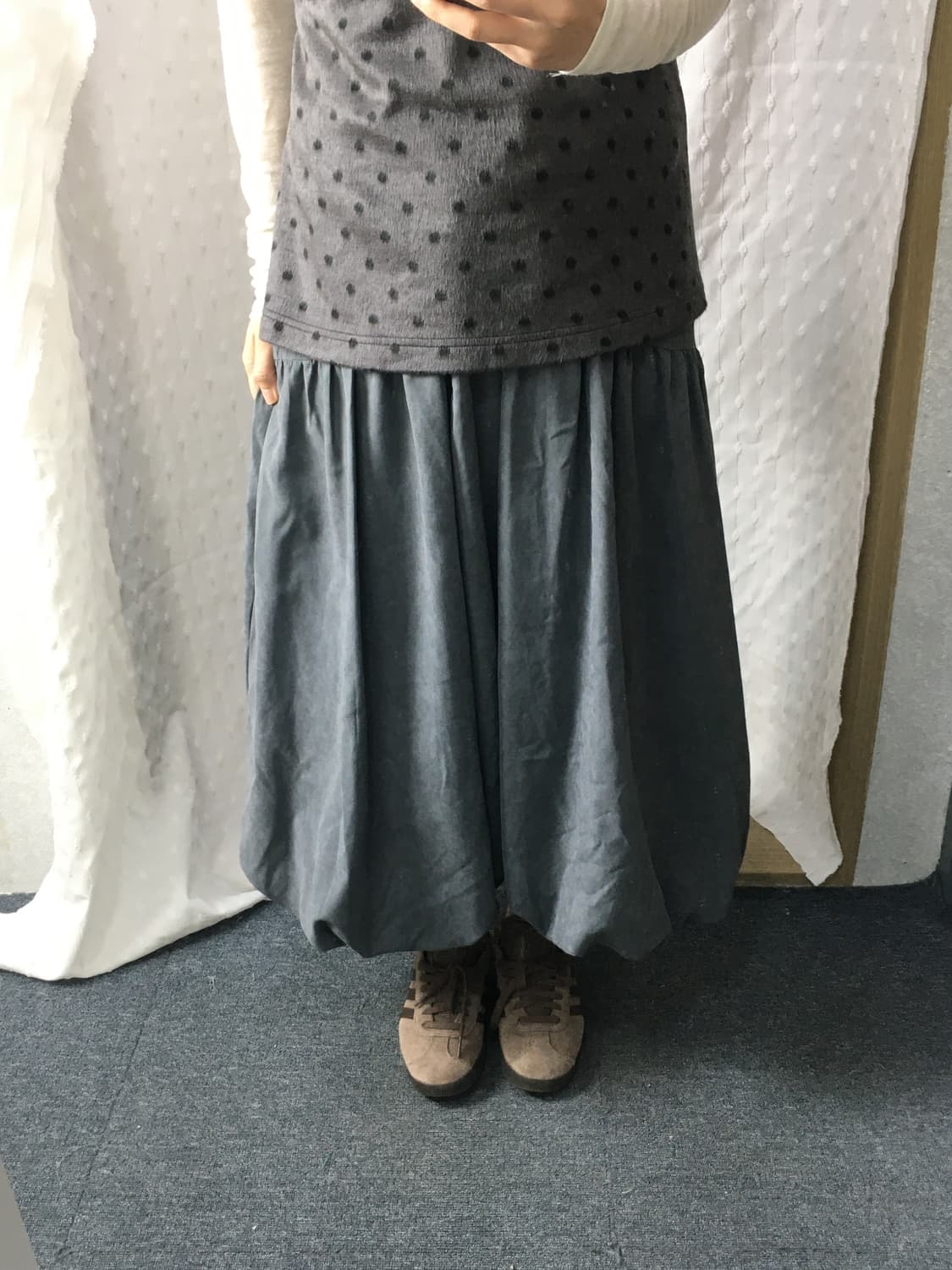 차콜 벌룬 롱 스커트 상품이미지5