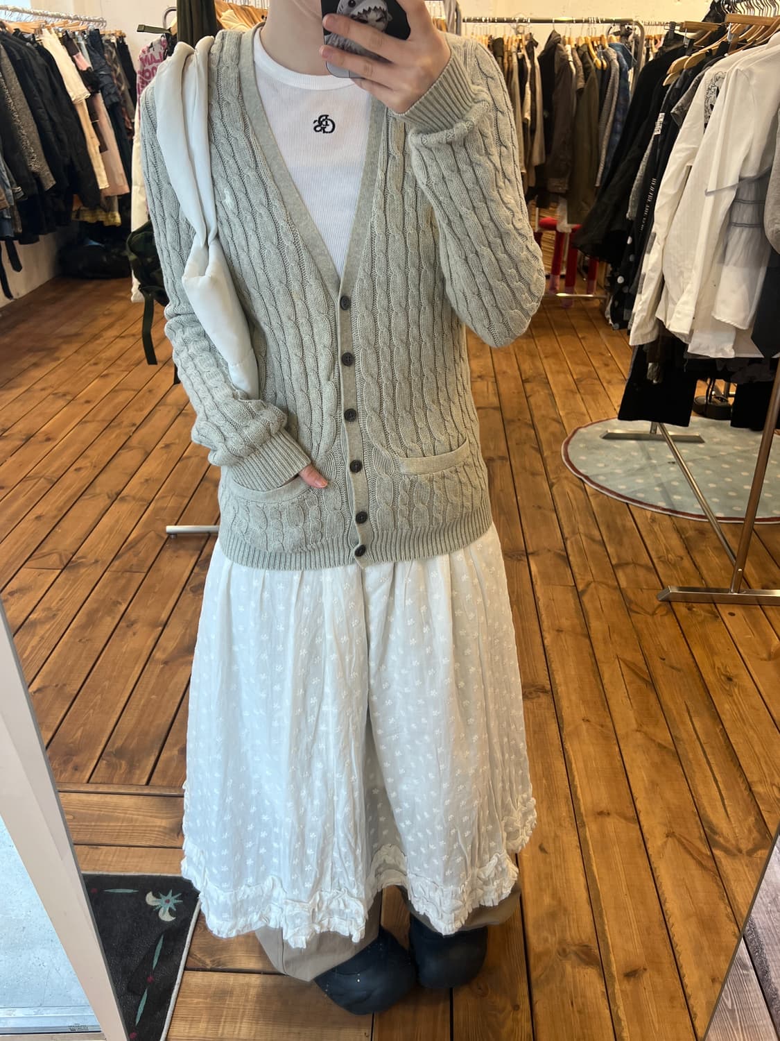 폴로 그레이쉬 베이지 니트 가디건 상품이미지1