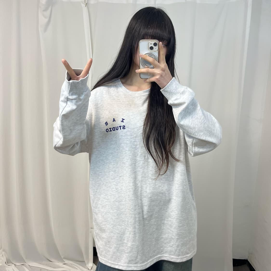IAB Studio Melange Grey Sweatshirt (오염)  상품이미지1