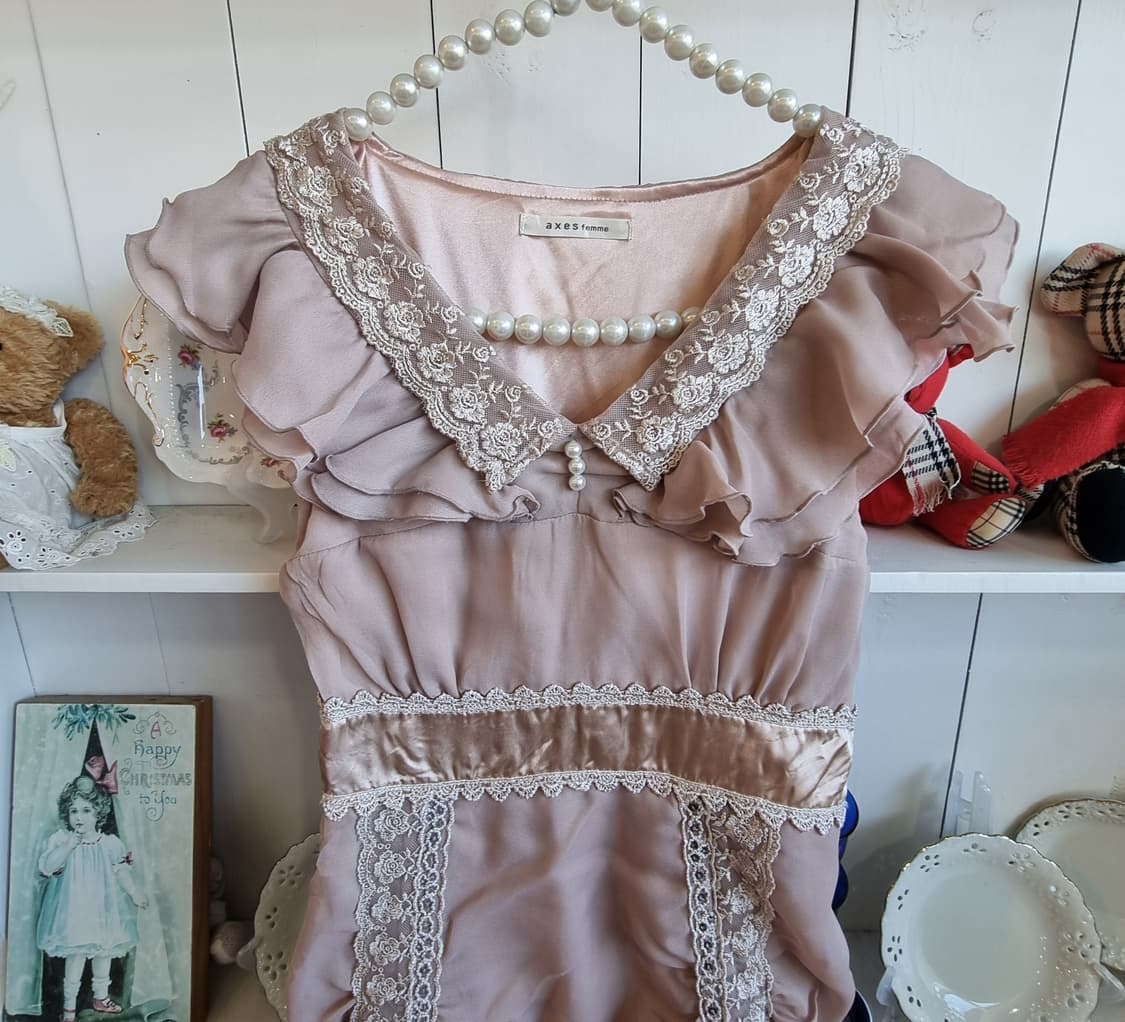 엑시즈팜(axes femme) 로지밀크티 레이스카라 프릴 원피스 상품이미지5