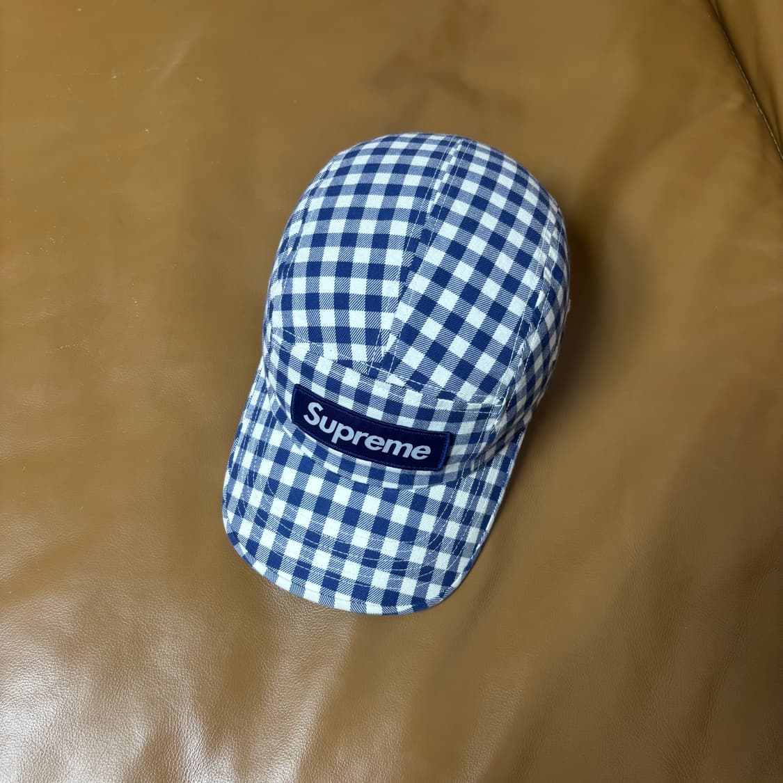 슈프림 캠프캡 모자 박스로고 23ss 깅엄체크 네이비 상품이미지6