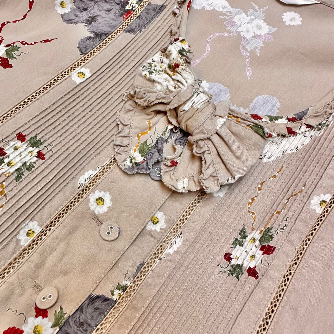 핑크하우스 강아지패턴 핀턱 원피스 상품이미지4